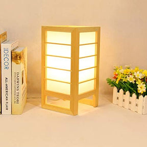 Japanese-Style Wooden Table Lamp – Solid Wood Desk & Reading Lamp for Bedroom or Tatami