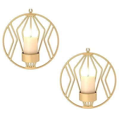 Geometric Circular Wall Mounted Candle Sconces - Tea Light Holders (1 piece only)