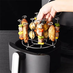 Air Fryer Accessories Barbecue Skewers, Stainless Steel Skewers Rack For Air Fryer For Instant ，Air Fryer Rack For Oven For Home BBQ Grill Accessories (round)
