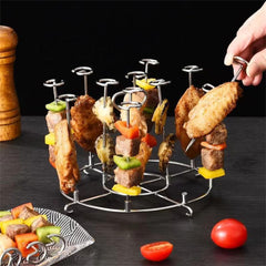 Air Fryer Accessories Barbecue Skewers, Stainless Steel Skewers Rack For Air Fryer For Instant ，Air Fryer Rack For Oven For Home BBQ Grill Accessories (round)