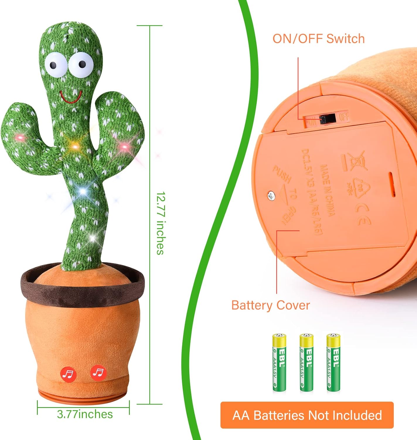 Dancing Talking Cactus Toy for Baby Toddler, Boys Girls Gifts Singing Mimicking Cactus Toy Recording Repeating