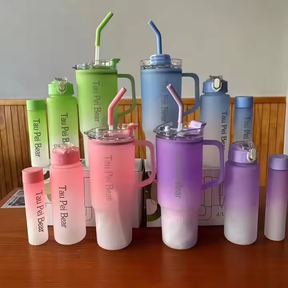 Gradient Color Drinking Water Bottle Portable Sports - 3 in 1 water bottle