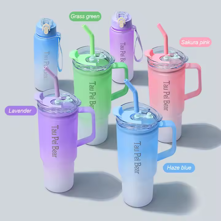 Gradient Color Drinking Water Bottle Portable Sports - 3 in 1 water bottle