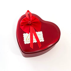 Pack of 2 Heart-shaped metal box red rose and a cute small teddy bear.