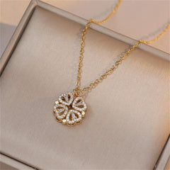 Foldable Golden Heart-Shaped Necklace - Unique & Elegant