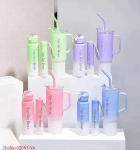 Gradient Color Drinking Water Bottle Portable Sports - 3 in 1 water bottle