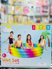 Large Full Size Intex Sunset Glow Inflatable Paddling Pool – 163 Gallons, Round, Multicolored