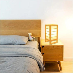 Japanese-Style Wooden Table Lamp – Solid Wood Desk & Reading Lamp for Bedroom or Tatami