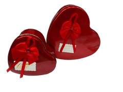 Pack of 2 Heart-shaped metal box red rose and a cute small teddy bear.